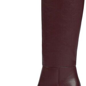 Brand New Knee High Boots for Women - Burgundy, Size 10, Faux Leather, Rubber So